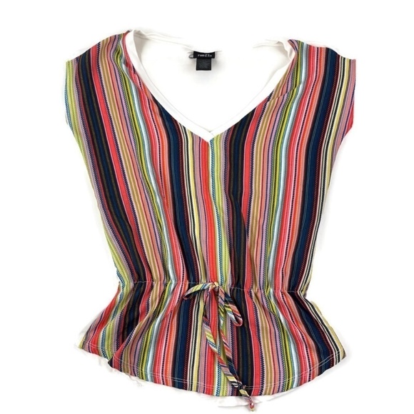 Rue 21 Womens Blouse Sleeveless Pink Blue Striped - Picture 1 of 6